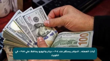 ثبات العملة.. الدولار يستقر عند ٠٫٣٠٤ دينار واليورو يحافظ على ٠٫٣٥٧ في الكويت